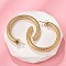 304 Stainless Steel Textured C-Shaped Stud Earrings, Real 18K Gold Plated, 40x5mm