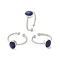 Natural Lapis Lazuli Open Cuff Ring, with Brass Findings, Oval, Inner Diameter: 18~18.7mm