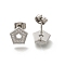 304 Stainless Steel Micro Pave Clear Cubic Zirconia Stud Earrings, Stainless Steel Color, Pentagon, 9x9.5mm