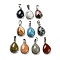 Natural & Synthetic Mixed Gemstone Pendants, Teardrop Charms with Platinum Plated Brass Snap on Bails, 24x15x7.5mm, Hole: 4x8mm