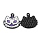 Alloy Enamel Pendants, for Halloween, Cat Pumpkin Shape, White, 20.5x20x1.2mm, Hole: 1.8mm