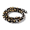 Handmade Gold & Silver Foil Lampwork Beads, Round, Black, 12mm, about 33pcs/strand, 14.5 inch