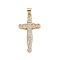Brass Micro Micro Pave Clear Cubic Zirconia Pendants, Cadmium Free & Nickel Free & Lead Free, Cross, Real 18K Gold Plated, 31.5x17x2mm, Hole: 4.5x3.5mm