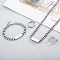 Fashionable 304 Stainless Steel Rectangle Bracelets & Earrings & Necklaces & Rings Sets, with Curb Link Chain, Stainless Steel Color, 16.73 inch(425mm)