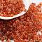 Glass Seed Beads, Transparent Colours Luster, Peanut, Orange Red, 3~3.5x6x3mm, Hole: 1.2mm, about 4500pcs/pound