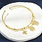 Brass Micro Pave Clear Cubic Zirconia Charm Bangles for Women, Aieplane & Possport & Map, Lead Free & Cadmium Free, Long-Lasting Plated, Real 18K Gold Plated, Inner Diameter: 2x2-1/8 inch(5x5.4cm)