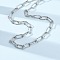 304 Stainless Steel Textured Paperclip Chain Necklaces for Women Men, Stainless Steel Color, 18.19 inch(46.2cm)