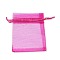 Rectangle Organza Drawstring Bags, Camellia, 10x8cm