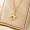 Brass Pave Clear & Blue Cubic Zirconia Sun Pendant Necklaces for Women, Golden, 15.75 inch(40cm)