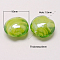 Handmade Lampwork Beads, Pearlized, Flat Round, Green Yellow, 16x8mm