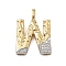 Brass Micro Pave Cubic Zirconia Pendants, Cadmium Free & Nickel Free & Lead Free, Letter Charms, Real 18K Gold Plated, Letter W, 27x19.5x4mm, Hole: 5x2.5mm