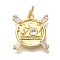 Rack Plating Brass Micro Pave Cubic Zirconia Pendants, Cadmium Free & Lead Free, Long-Lasting Plated, Round, Real 18K Gold Plated, 15x14x3mm, Hole: 3mm