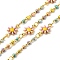 Brass Enamel Flower Link Chains, Lead Free & Cadmium Free, Long-Lasting Plated, Rack Plating, Soldered, with Spool, Mixed Color, 13x7.5x2mm and 5x2x3mm and 3.5x2.5x0.5mm