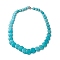 Dyed Synthetic Turquoise Flat Round Graduated Beaded Necklaces, with Iron Clasps, Dark Turquoise, 19.88 inch(50.5cm)