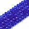 Glass Beads Strands, Faceted, Rondelle, Royal Blue, 10x8mm, Hole: 1mm, about 60~61pcs/strand, 46~48cm