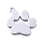 Non-Tarnish 304 Stainless Steel Pendants, Manual Polishing, Dog Footprint, Stainless Steel Color, 31x24.5x1.8mm, Hole: 2mm