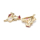 Кулоны из латуни с микропейвом и красным кубическим цирконием ZIRC-P086-27G-3