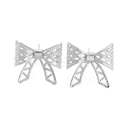 Серьги-гвоздики из латуни с полым бантом EJEW-Q811-16P-1