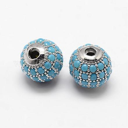 Круглые латунные микро проложить кубического циркония бусы ZIRC-L053-25P-1