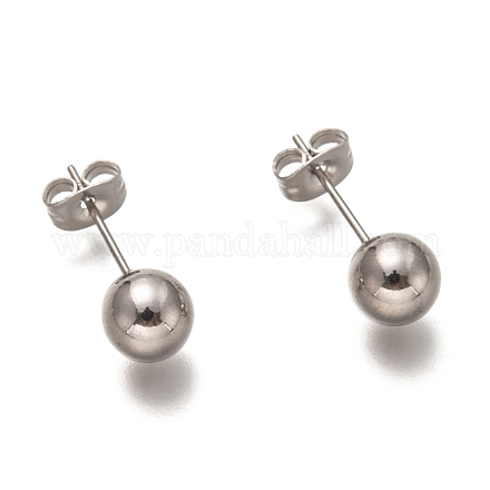 Серьги-гвоздики с шариками из нержавеющей стали 304 STAS-H136-07E-P-1