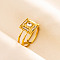 Stylish Stainless Steel Square Open Cuff Ring, Simple Adjustable Jewelry for Women Men