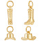 8Pcs 2 Style Rack Plating Brass Charms, with Jump Ring, Long-Lasting Plated, Cadmium Free & Lead Free, Boot and Hat, Real 18K Gold Plated, 6.5~13x9~12x3.5~8mm, Hole: 3mm, 4pcs/style