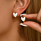 Exquisite Stainless Steel Rhinestone Hoop Earrings, Golden, Heart, 13x10mm