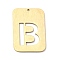 Ion Plating(IP) 304 Stainless Steel Pendants, Rectangle with Alphabet, Hollow, Letter.B, 32x22x1mm, Hole: 1.5mm