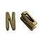 Tibetan Style Alloy Letter Slide Charms, Cadmium Free & Nickel Free & Lead Free, Letter.N, 11x2~8x4mm, Hole: 7x2mm, about 1135pcs/1000g