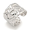 Non-Tarnish 304 Stainless Steel Textured Open Cuff Ring, Wide Band Ring for Women, Stainless Steel Color, Adjustable