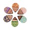 Opaque Resin and Walnut Wood Pendants, Teardrop Charms, with Glitter Powder & Gold Foil, Mixed Color, 36x24.5x3~3.5mm, Hole: 2mm