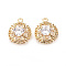 Brass Cubic Zirconia Pendants, Flower, Nickel Free, Real 18K Gold Plated, 19x15x5mm, Hole: 2mm