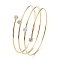 Ion Plating(IP) 304 Stainless Steel Triple Loops Wire Wrap Bangle, Clear Cubic Zirconia Cuff Bangle, Golden, Inner Diameter: 2-3/8 inch(6.1cm)