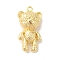 Brass Pendants, Cadmium Free & Nickel Free & Lead Free, Bear Charms, Real 18K Gold Plated, 25x13x8mm, Hole: 1.6mm