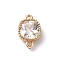 Brass Pave Clear Glass Connector Charms, Nickel Free, Square Links, Golden, 13.5x13.5x4mm, Hole: 1.2mm