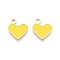 304 Stainless Steel Enamel Charms, Heart Charm, Real 14K Gold Plated, Yellow, 13x11.5x1mm, Hole: 1.8mm