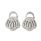 Brass Pendant Rhinestone Settings, Cadmium Free & Nickel Free & Lead Free, Shell Shape, Real Platinum Plated, Fit for 1mm Rhinestone, 26.5x20x12mm, Hole: 6mm