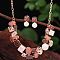 Flat Round & Oval & Square Zinc Alloy Enamel Pendant Necklaces & Stud Earrings Sets, Sienna, 420mm