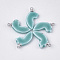 Handmade Porcelain Pendants, Bright Glazed Porcelain, with Brass Findings, Tusk Shape, Platinum, Light Sea Green, 20~21x9~9.5x3.5mm, Hole: 1.5mm