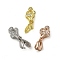 Rack Plating Brass Micro Pave Clear Cubic Zirconia Ice Pick Pinch Bails, Long-Lasting Plated, Lead Free & Cadmium Free, Flwoer, Mixed Color, 19x6x5.5mm, Hole: 5x2mm, Pin: 0.7mm