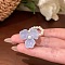 Acrylic and Imitation Pearl Finger Rings for Women, Flower, Lilac, Inner Diameter: 17mm