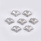 Handmade Porcelain Pendants, with Brass Findings, Lip, Platinum, Silver, 16.5~17.5x22~23x7~8mm, Hole: 1.5mm