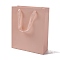 Kraft Paper Bags, with Ribbon Handles, Gift Bags, Shopping Bags, Rectangle, Pink, 28x23x9.7cm; Fold: 28x23x0.4cm