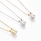 304 Stainless Steel Initial Pendant Necklaces, with Cable Chains and Rhinestones, Letter H, Mixed Color, 15.8 inch(40.2cm)