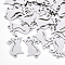 Tarnish Resistant 201 Stainless Steel Kitten Links connectors, Laser Cut Links, Cat Silhouette Shape, Stainless Steel Color, 17.5x11x1mm, Hole: 1.4mm