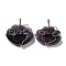 Natural Amethyst Copper Wire Wrapped Pendants, Cloud Charms, Rack Plating, Platinum, 47~49x44.5~46x13~13.5mm, Hole: 6~7.5x4.5~5mm
