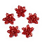 Natural Trochid Shell/Trochus Shell Cabochons, with Platinum Iron Findings, Dyed, Flower, FireBrick, 29~33.5x34~37x11~12.5mm