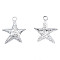 Non-Tarnish 201 Stainless Steel Pendants, Starfish, Stainless Steel Color, 23x20x2.5mm, Hole: 2mm