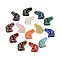 Glass Beads, Dog, Golden Metal Enlaced, Mixed Color, 19~19.5x13x4~5mm, Hole: 1~1.2mm