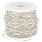 1 Roll Brass Paperclip Chains, Drawn Elongated Cable Chains, Soldered, with Spool, Long-Lasting Plated, Silver, 7.5x3x0.5mm, about 32.81 Feet(10m)/roll